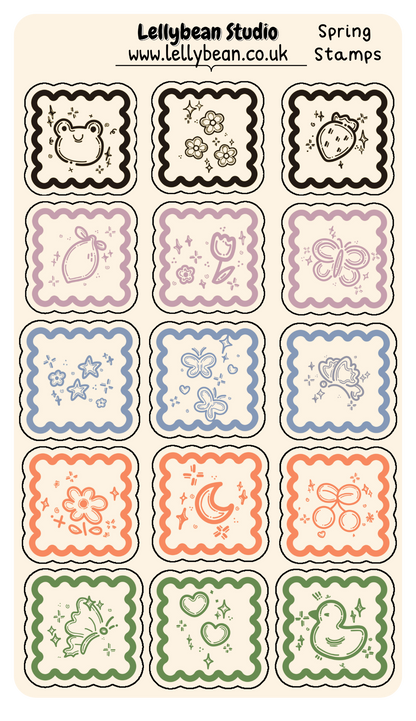 Spring Stamps - Kraft Sticker Sheet
