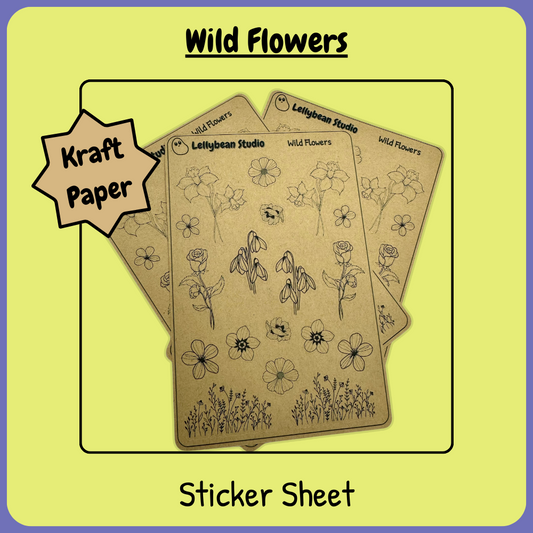 Wild Flowers - Kraft Sticker Sheet