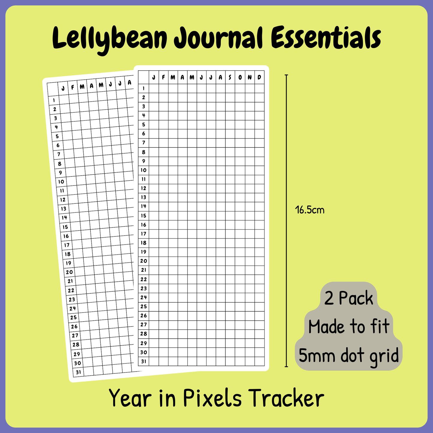 Lellybean Journal Essentials - Year In Pixels Trackers