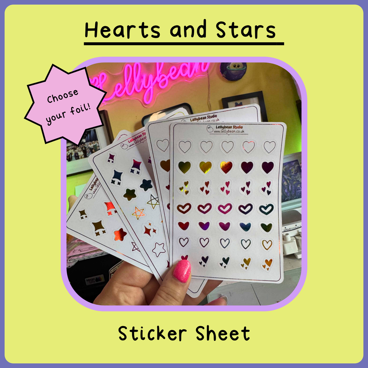 Hearts and Stars - Foil Sticker Sheet