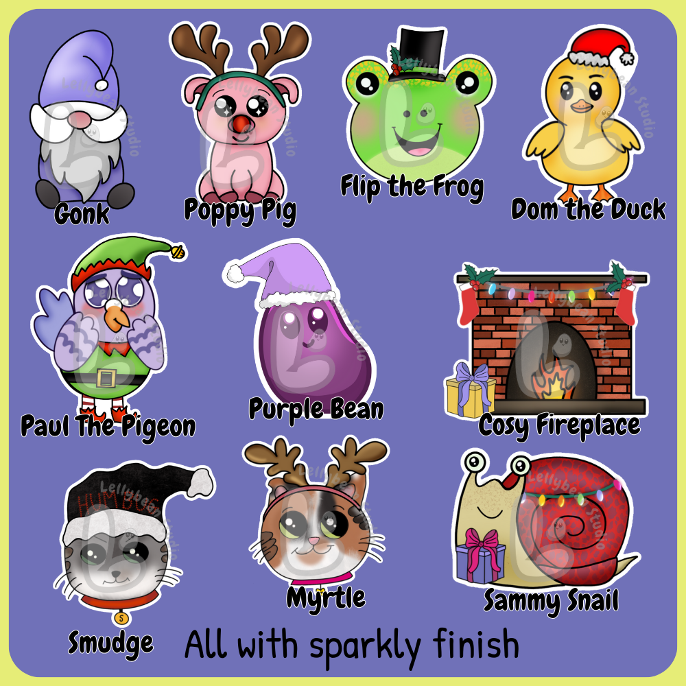 Lellybean Festive Characters- Die cut Stickers